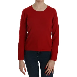 Cashmere Red Round Neck Pullover Top Sweater