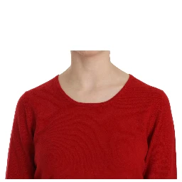 Cashmere Red Round Neck Pullover Top Sweater