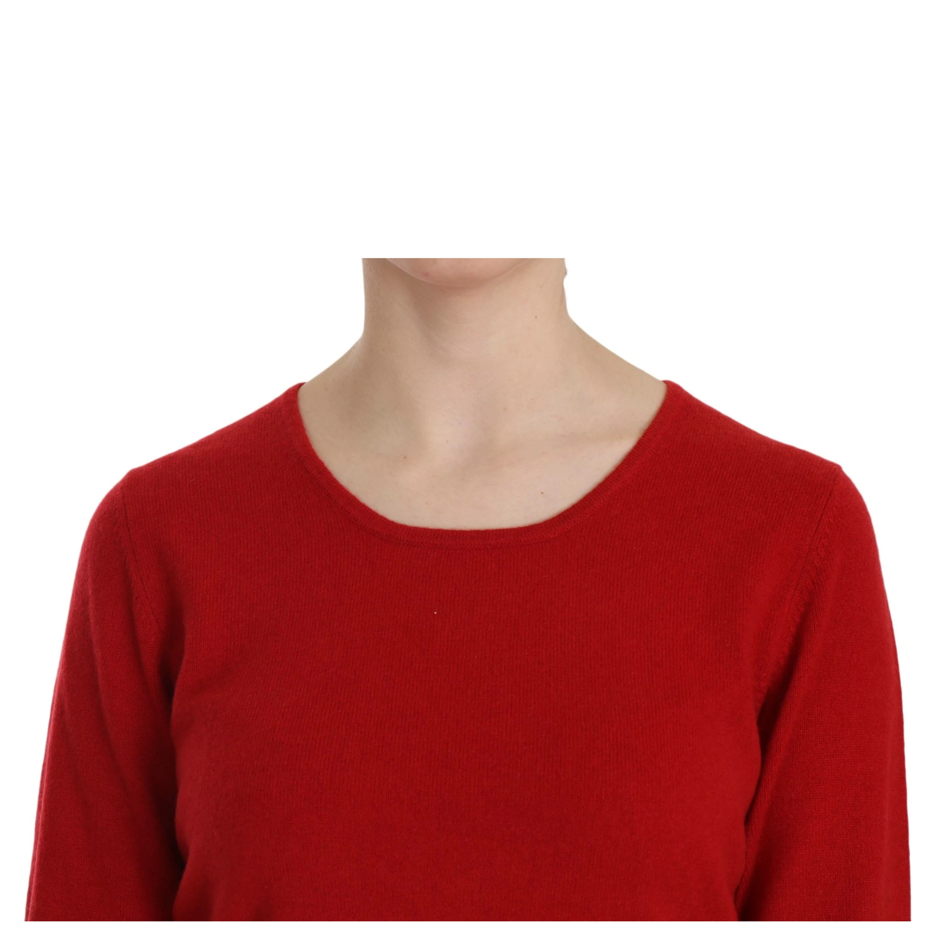 Cashmere Red Round Neck Pullover Top Sweater