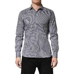 Gray Patterned Long Sleeves Dress Shirt