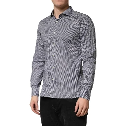 Gray Patterned Long Sleeves Dress Shirt