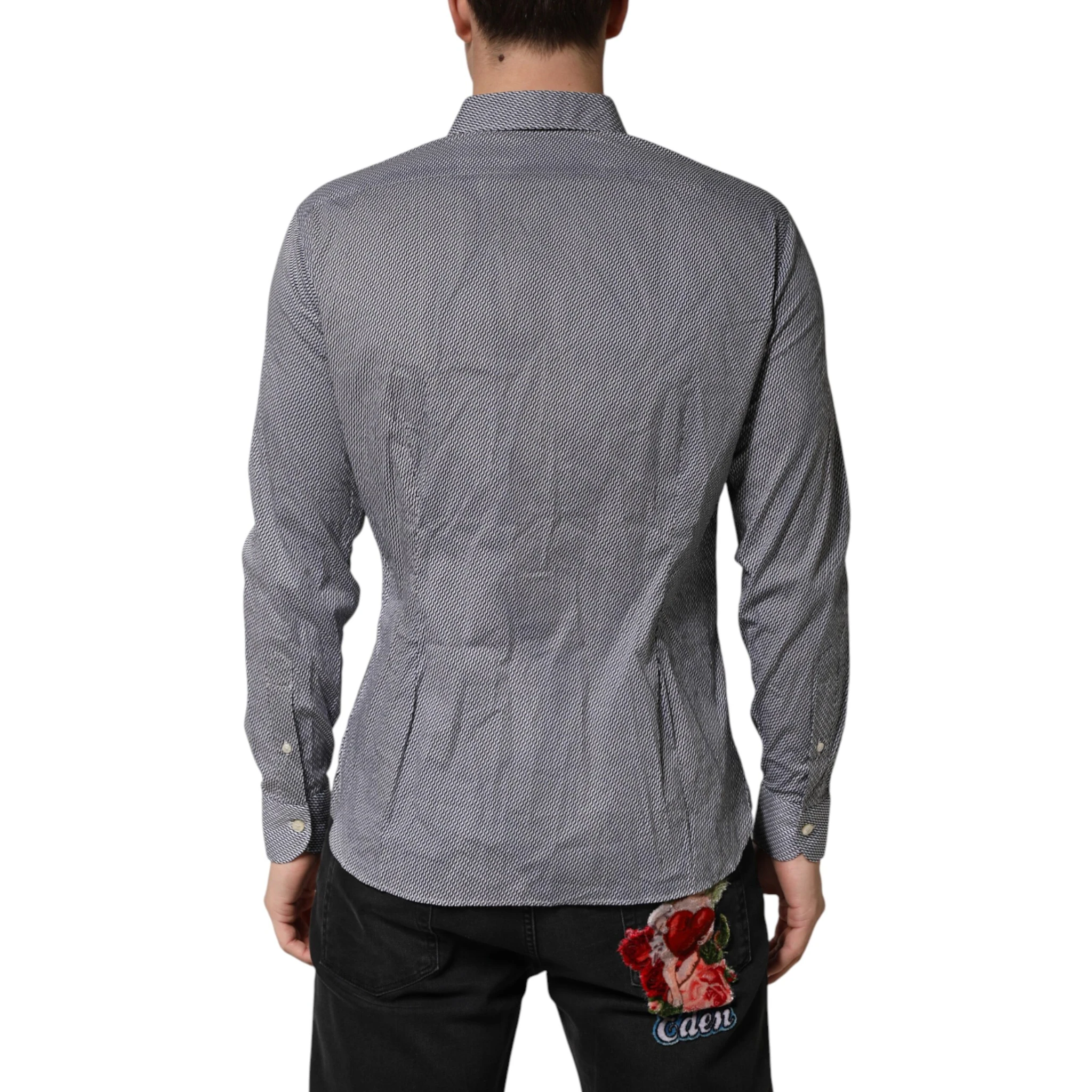 Gray Patterned Long Sleeves Dress Shirt
