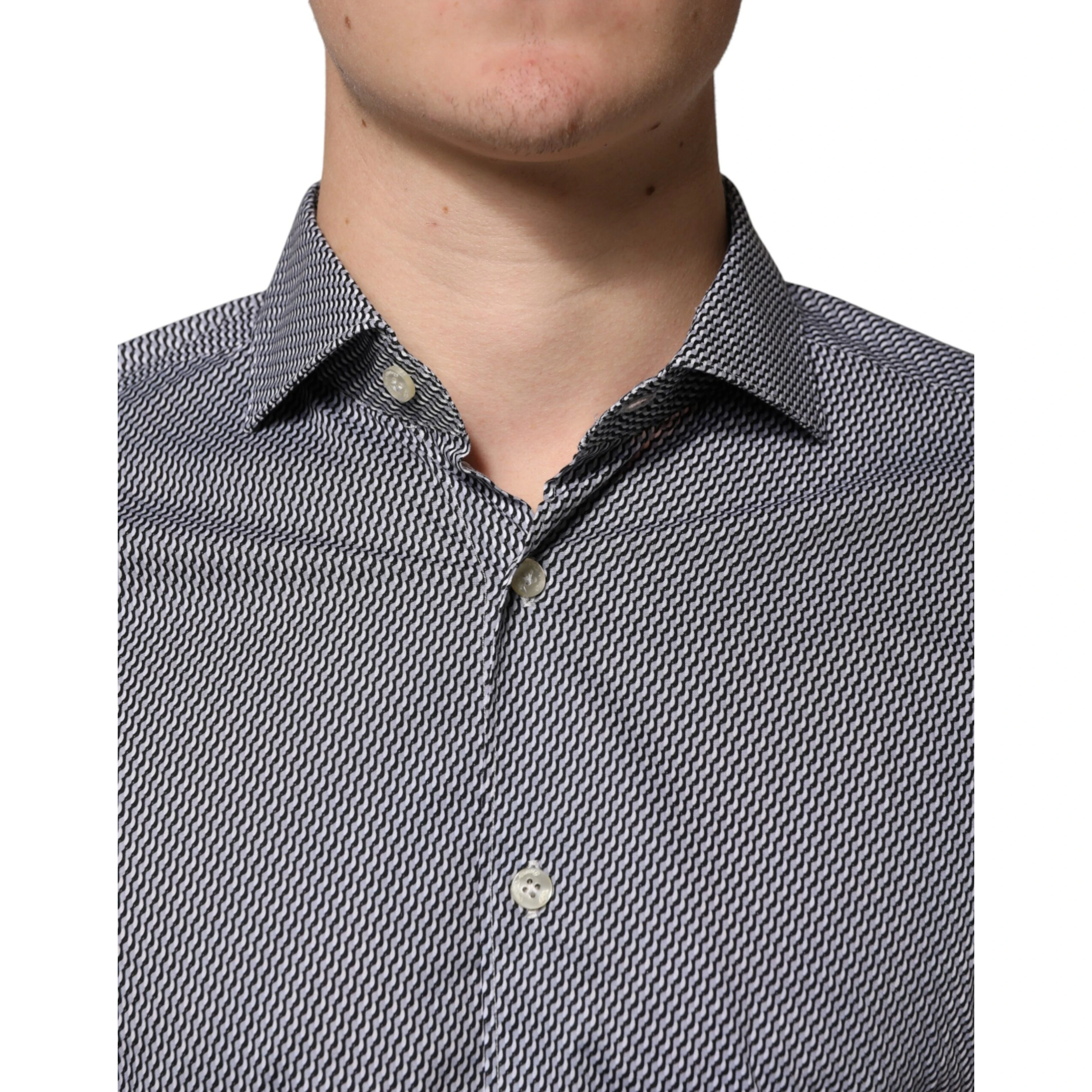 Gray Patterned Long Sleeves Dress Shirt