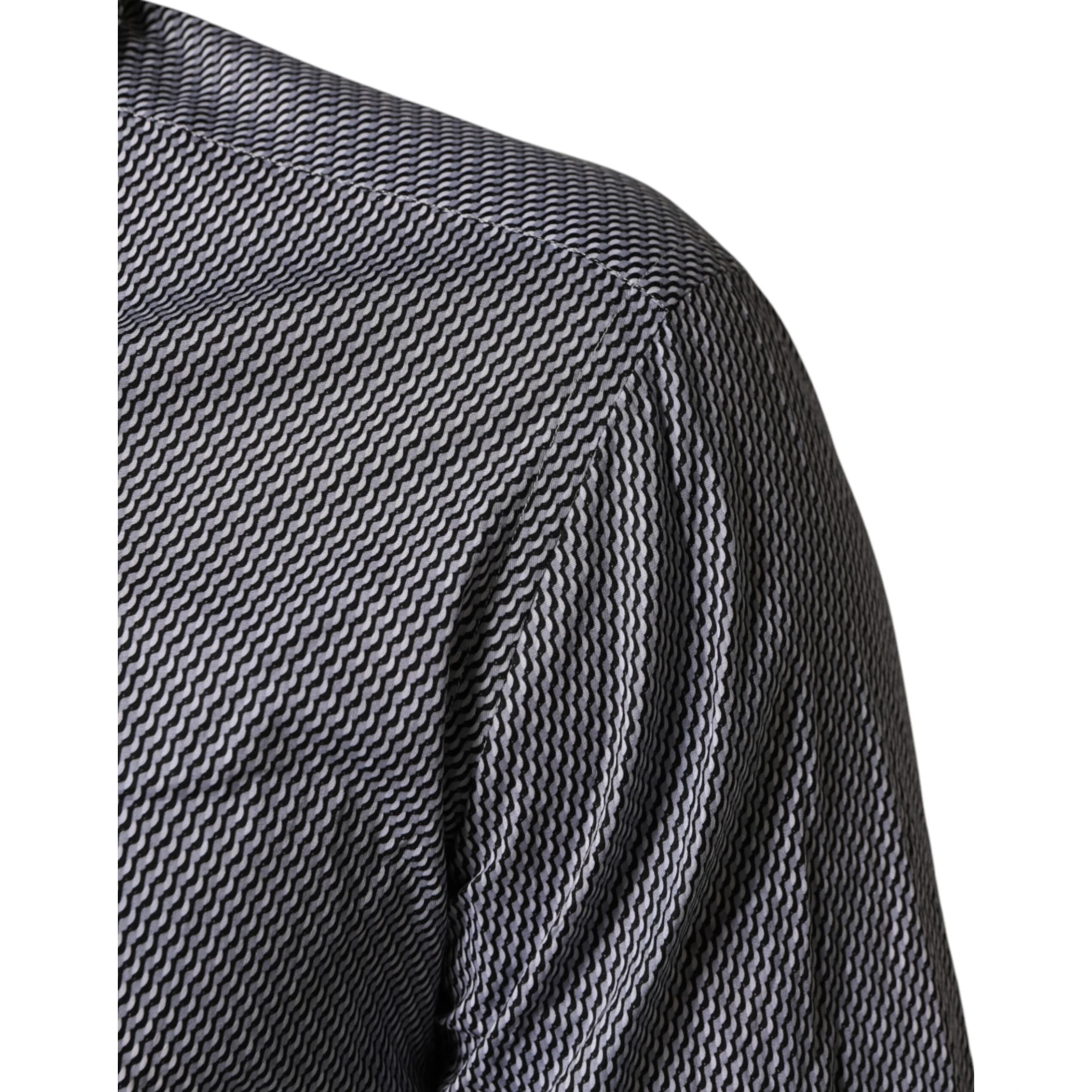 Gray Patterned Long Sleeves Dress Shirt