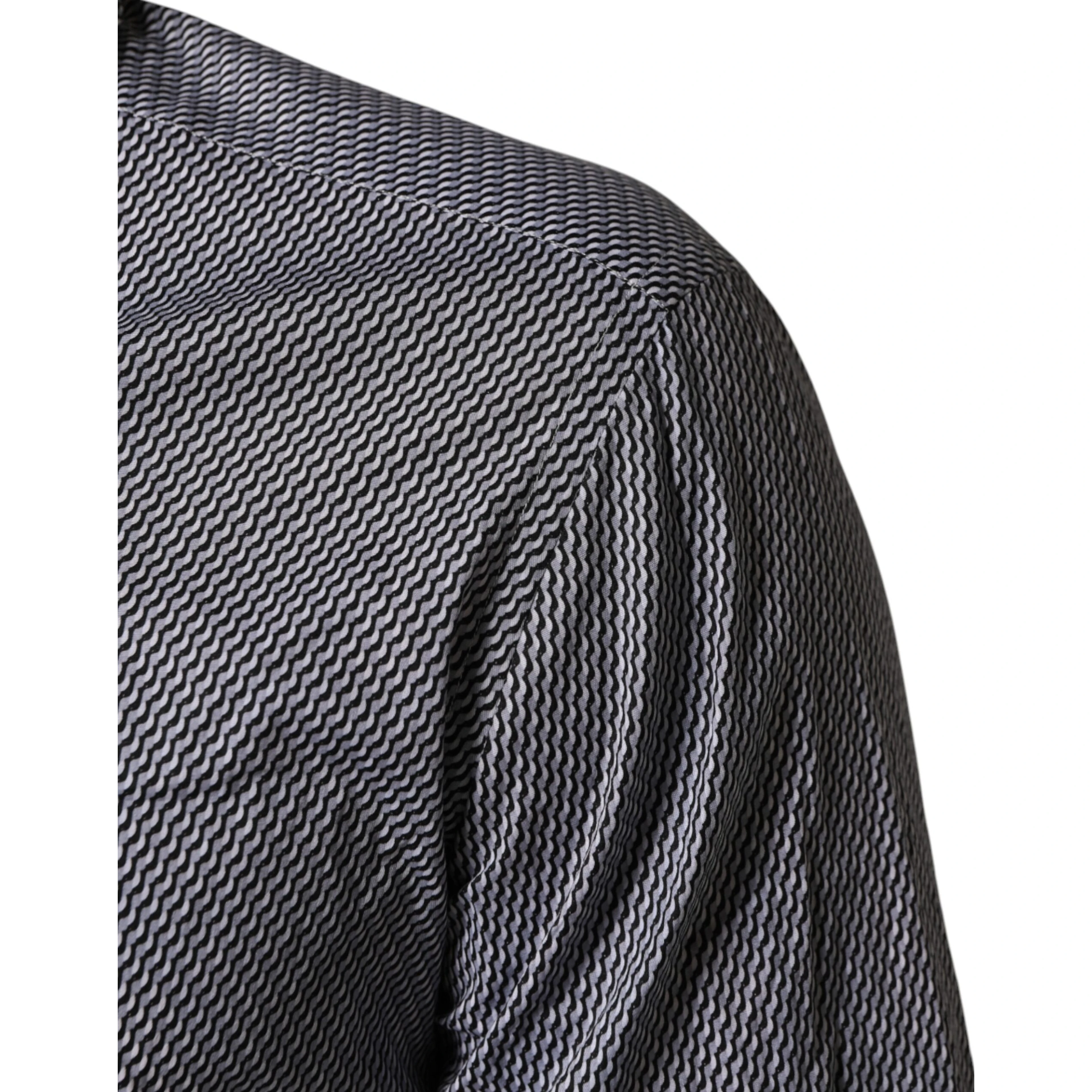 Gray Patterned Long Sleeves Dress Shirt