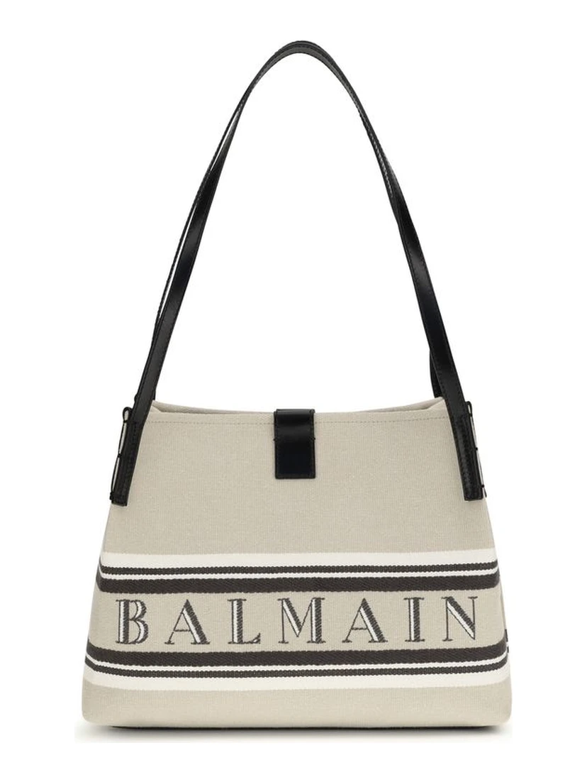 Beige Cotton Shoulder Bag