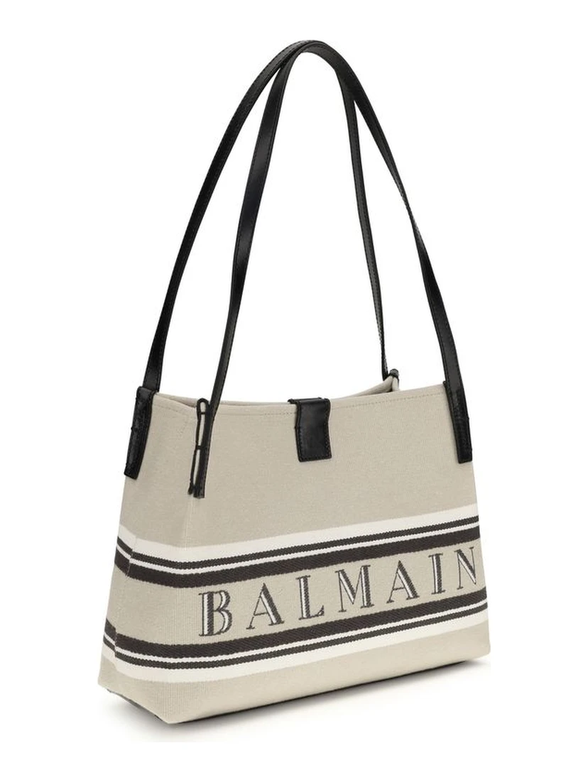 Beige Cotton Shoulder Bag