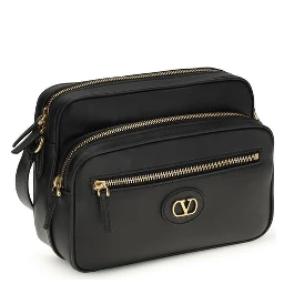 حقيبة كتف بوس توروس من جلد العجل الأسود