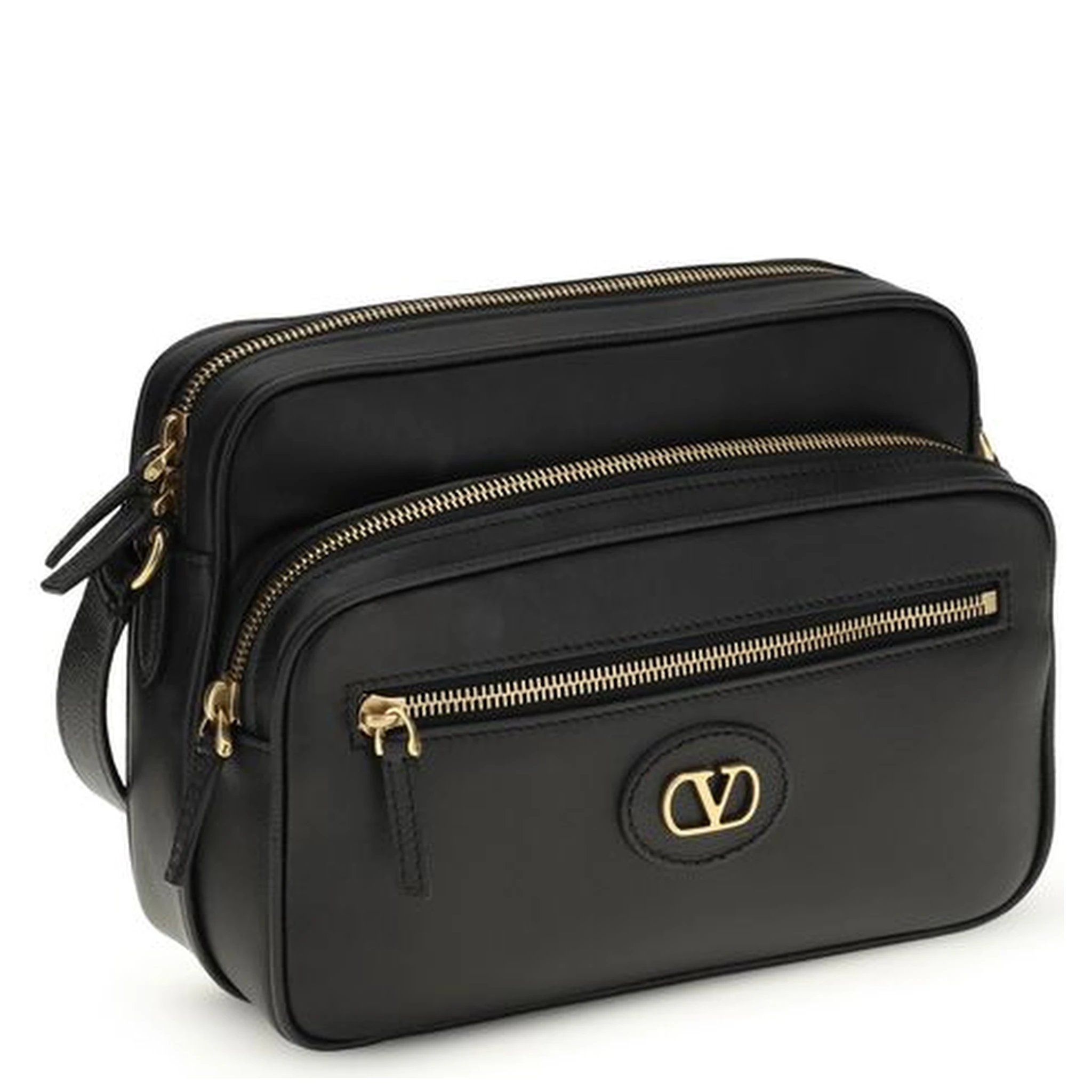 حقيبة كتف بوس توروس من جلد العجل الأسود