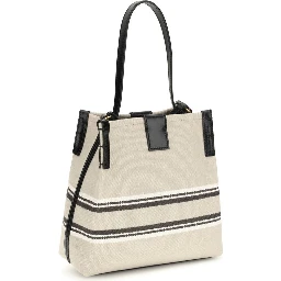 Beige Cotton Shoulder Bag