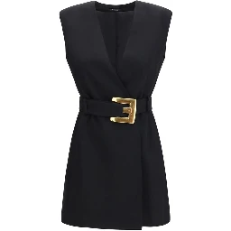 Black Fleece Wool Casual Dress