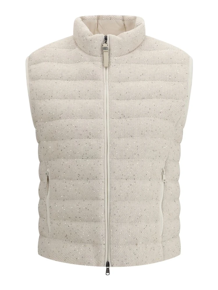 Beige Goose Down Sleveless Jacket