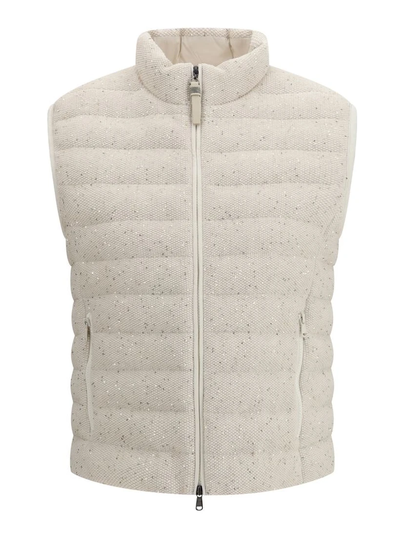 Beige Goose Down Sleveless Jacket