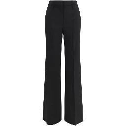 Black Fleece Wool Flared Pants