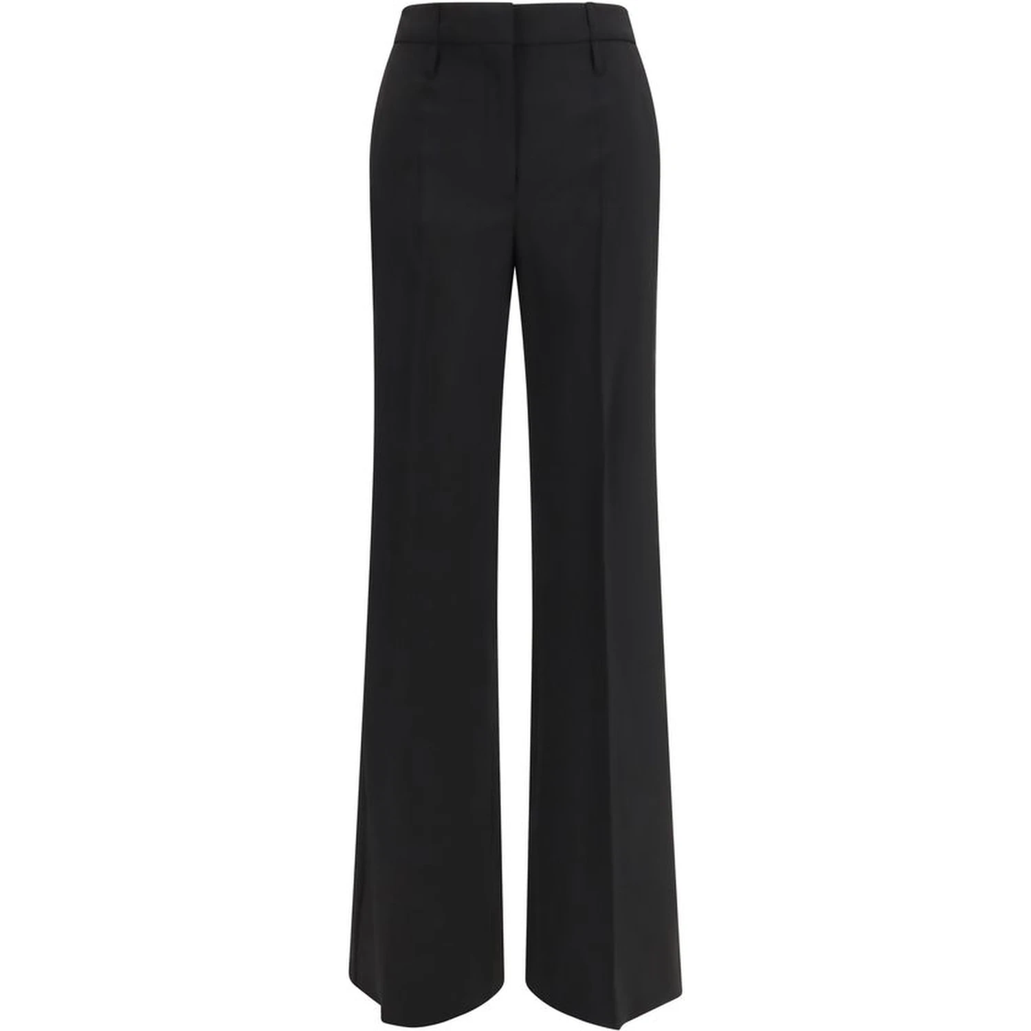 Black Fleece Wool Flared Pants