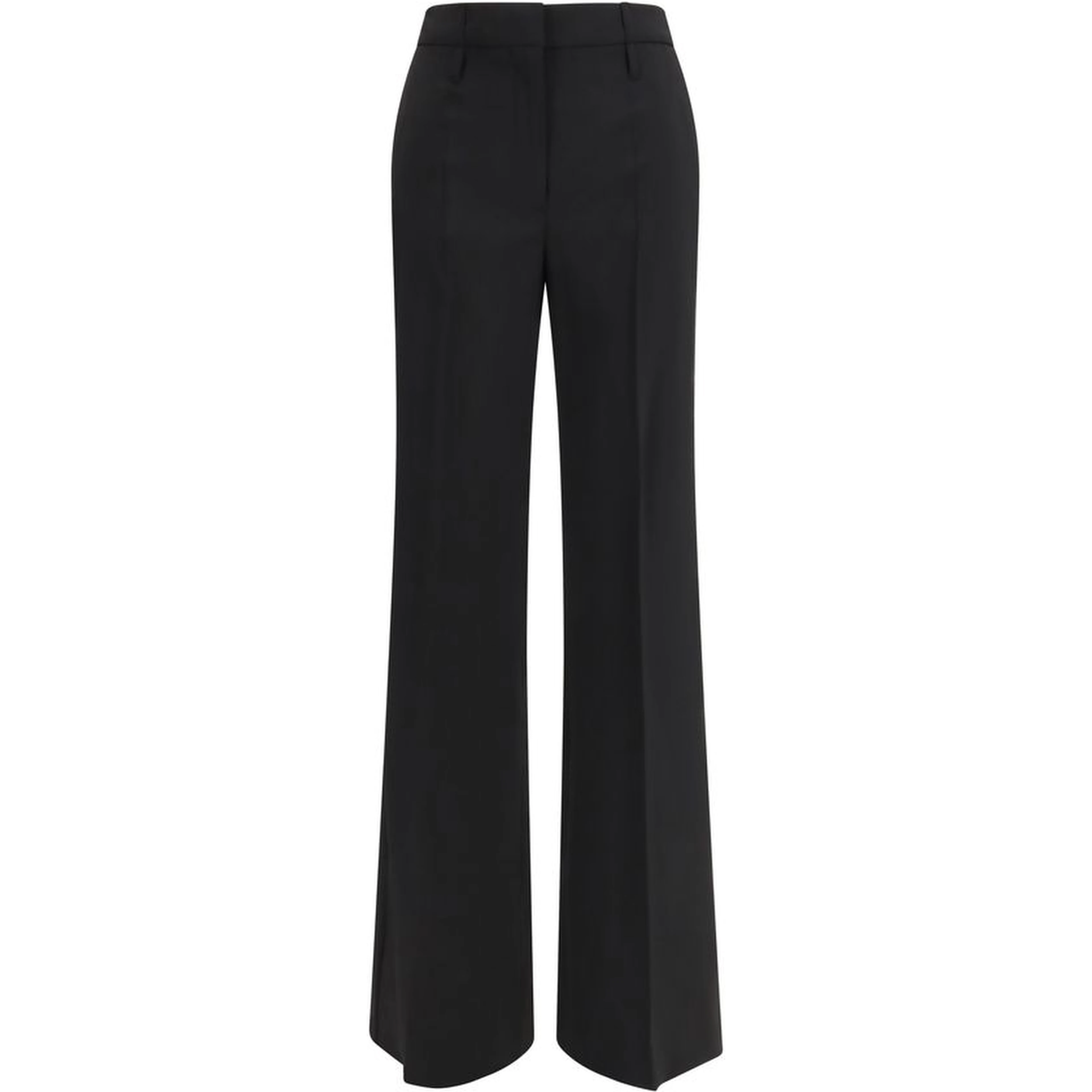 Black Fleece Wool Flared Pants