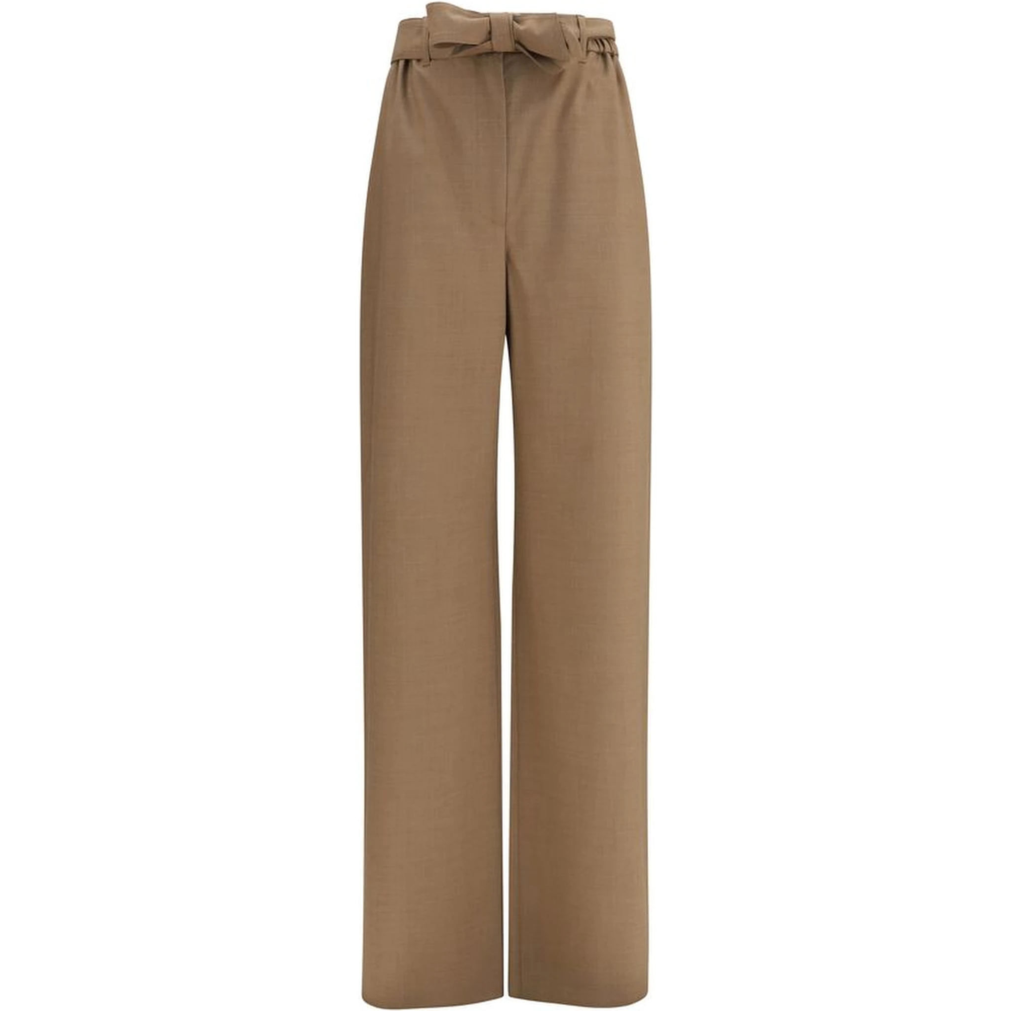 Beige Fleece Wool Casual Pants