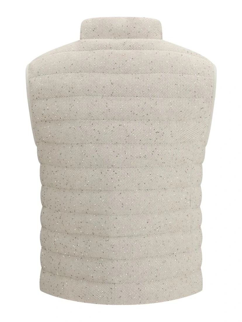 Beige Goose Down Sleveless Jacket