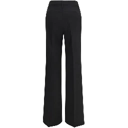 Black Fleece Wool Flared Pants