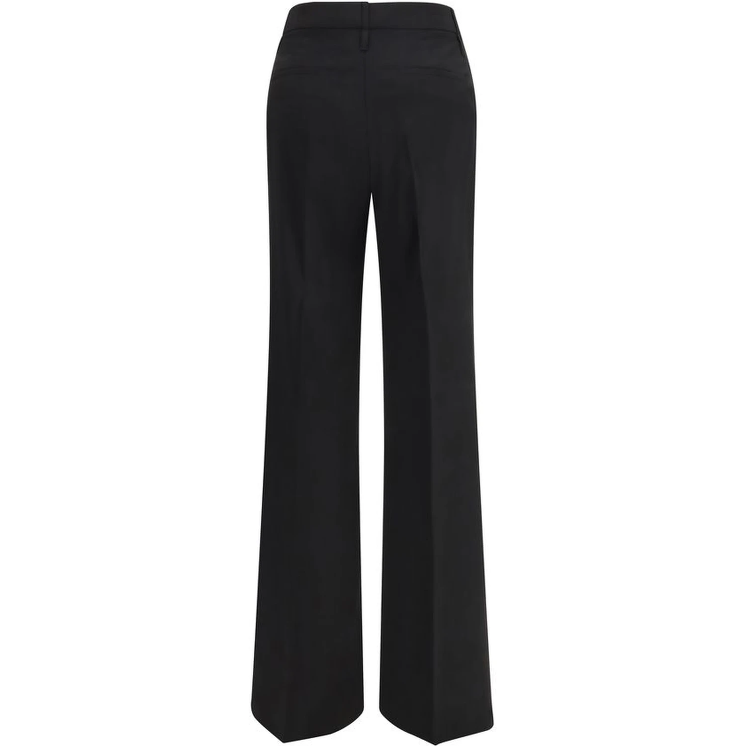 Black Fleece Wool Flared Pants