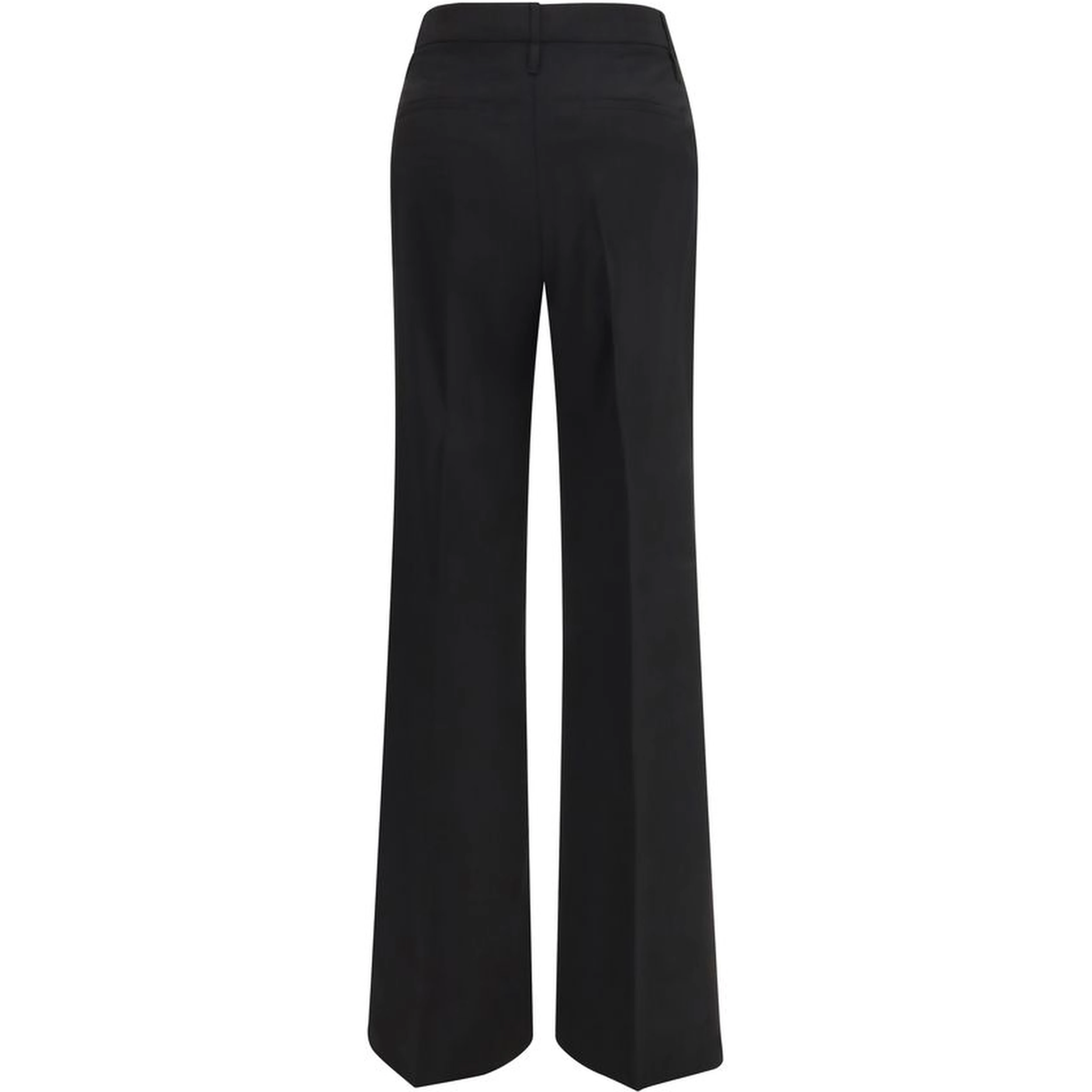 Black Fleece Wool Flared Pants