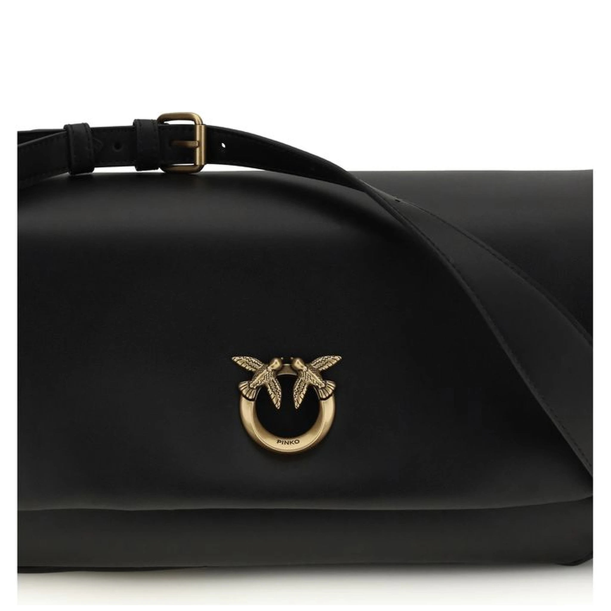 حقيبة كتف بوس توروس من جلد العجل الأسود