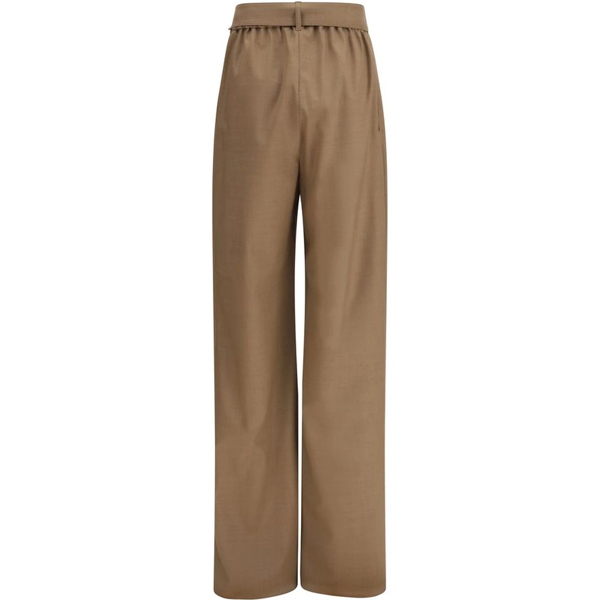 Beige Fleece Wool Casual Pants