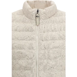 Beige Goose Down Sleveless Jacket