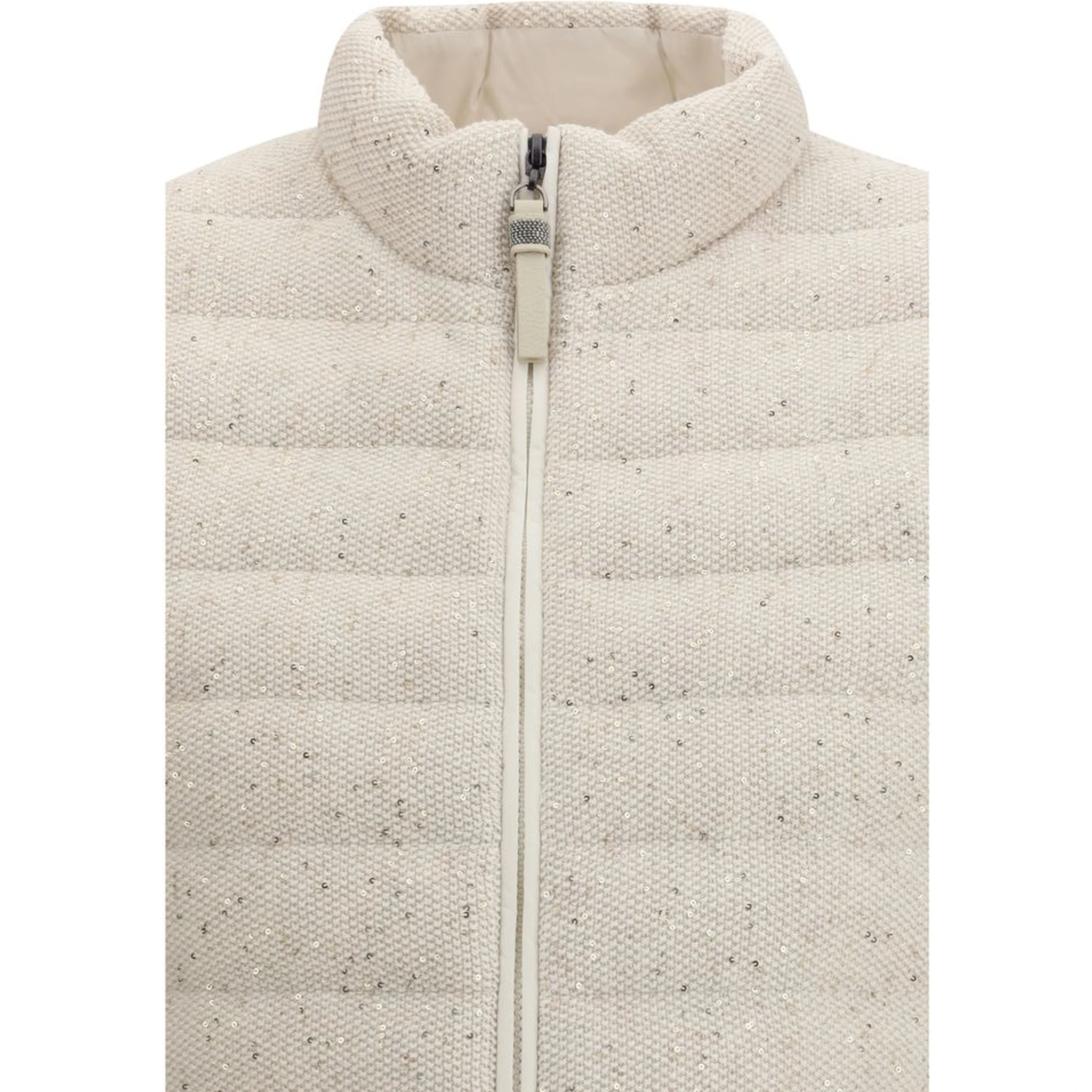 Beige Goose Down Sleveless Jacket