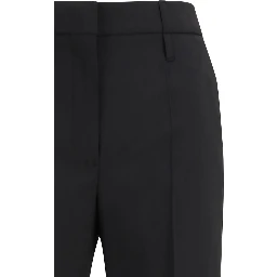 Black Fleece Wool Flared Pants