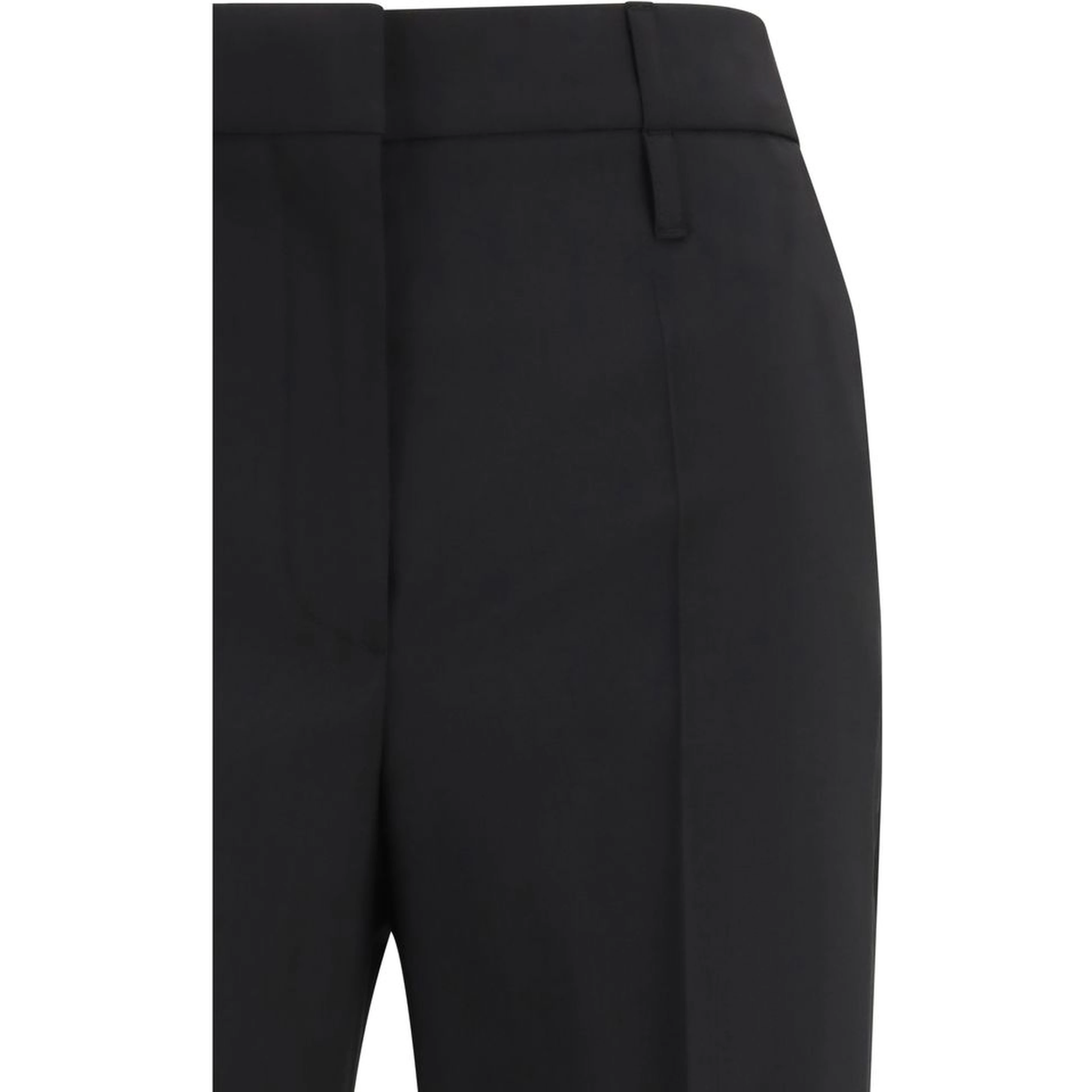 Black Fleece Wool Flared Pants