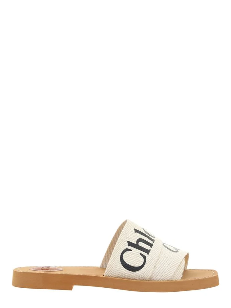 White Rubber Flat Sandals
