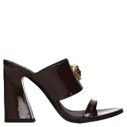 Brown Leather Stiletto Heel Sandals