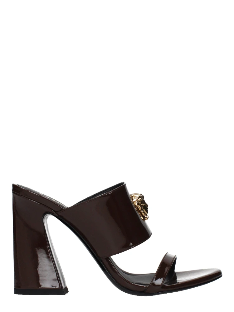 Brown Leather Stiletto Heel Sandals