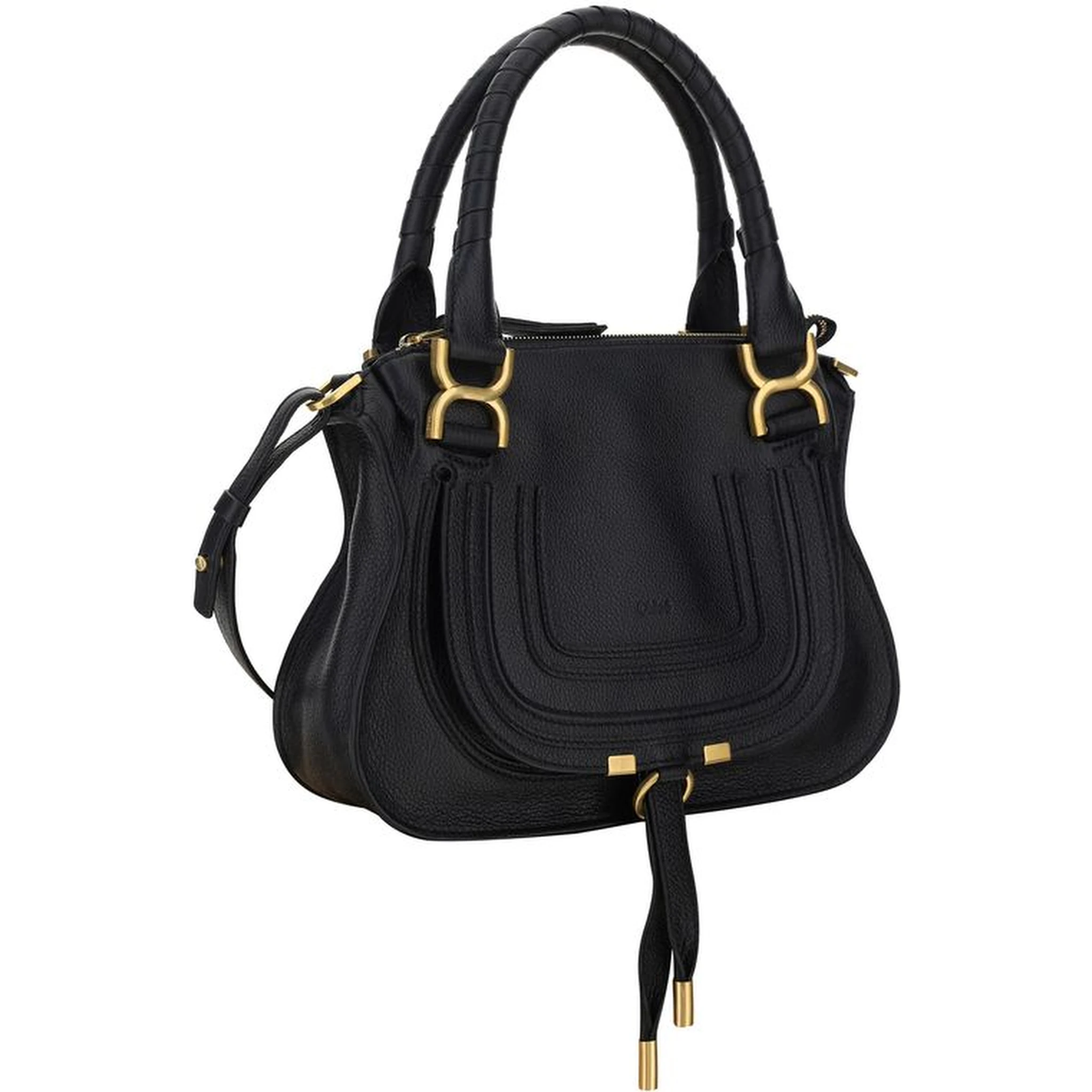 حقيبة كتف بوس توروس من جلد العجل الأسود