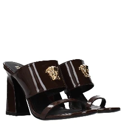 Brown Leather Stiletto Heel Sandals