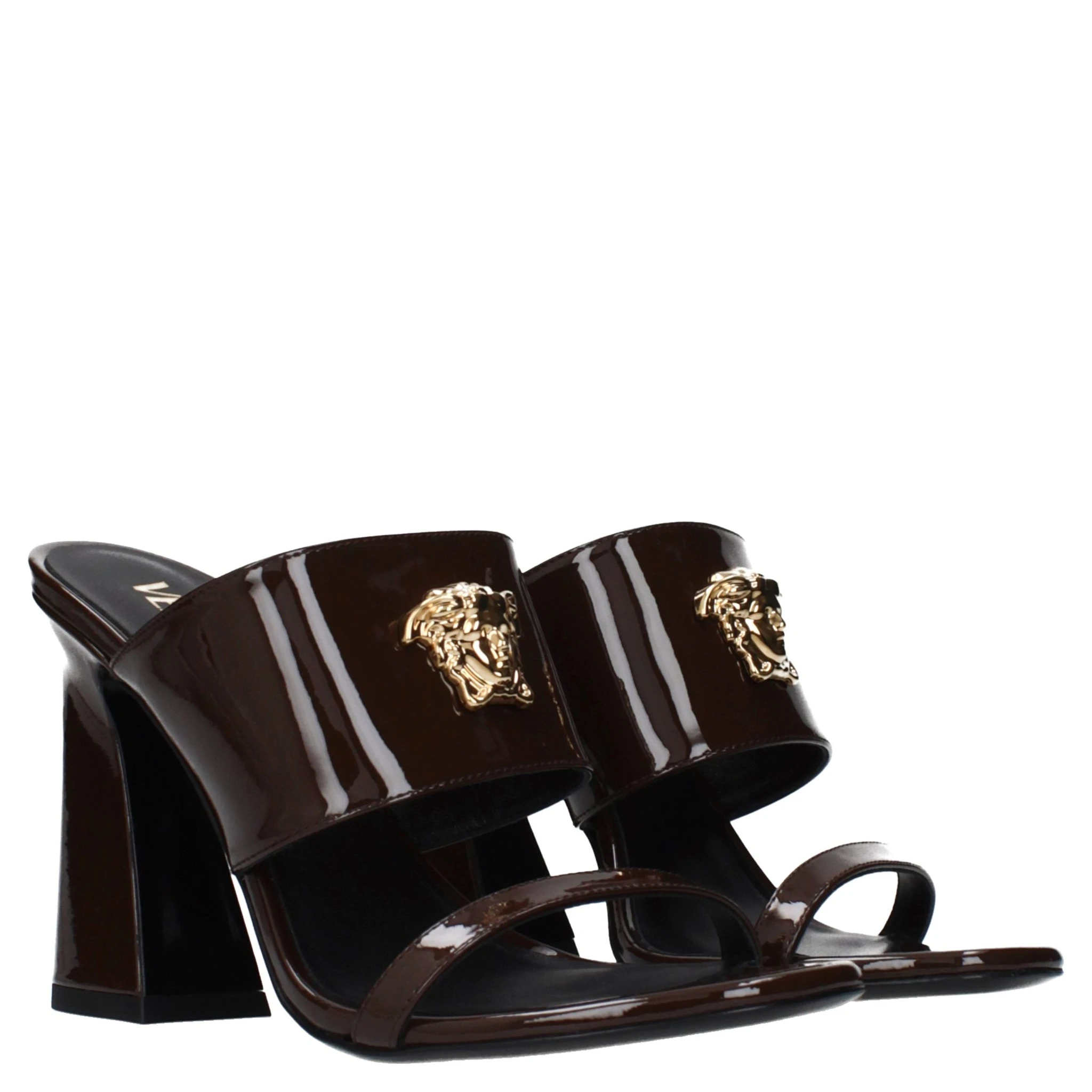 Brown Leather Stiletto Heel Sandals