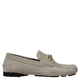 Gray Leather Slip-On Loafers