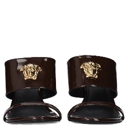 Brown Leather Stiletto Heel Sandals