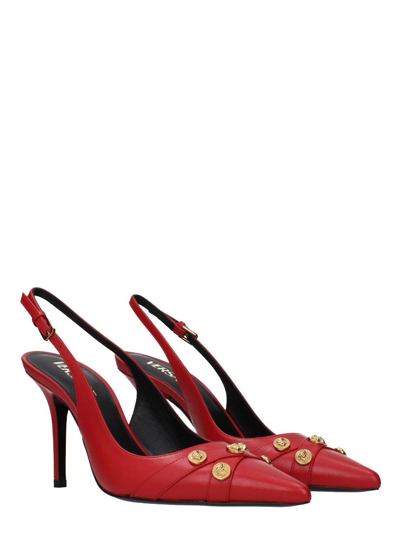 Red Leather High Heel Pumps