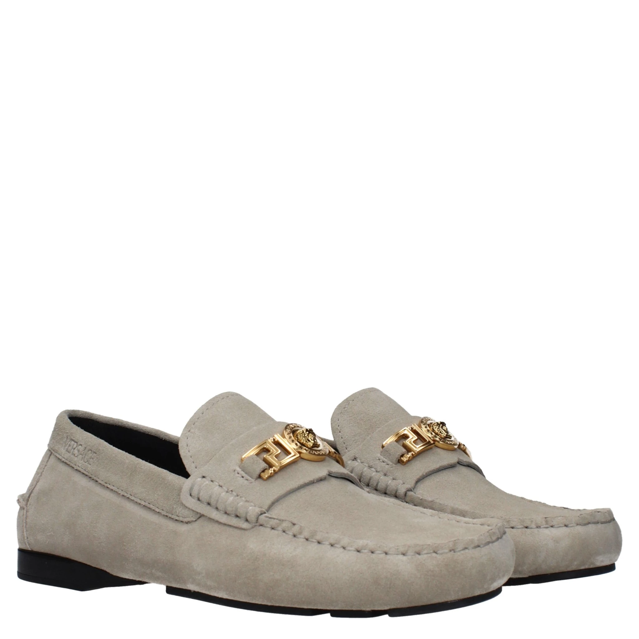 Gray Leather Slip-On Loafers