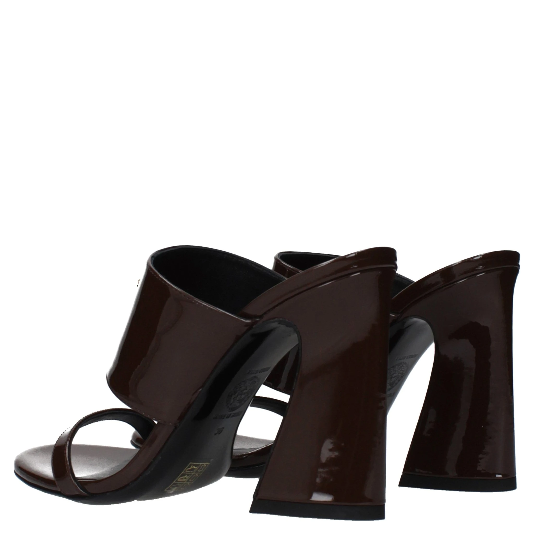Brown Leather Stiletto Heel Sandals