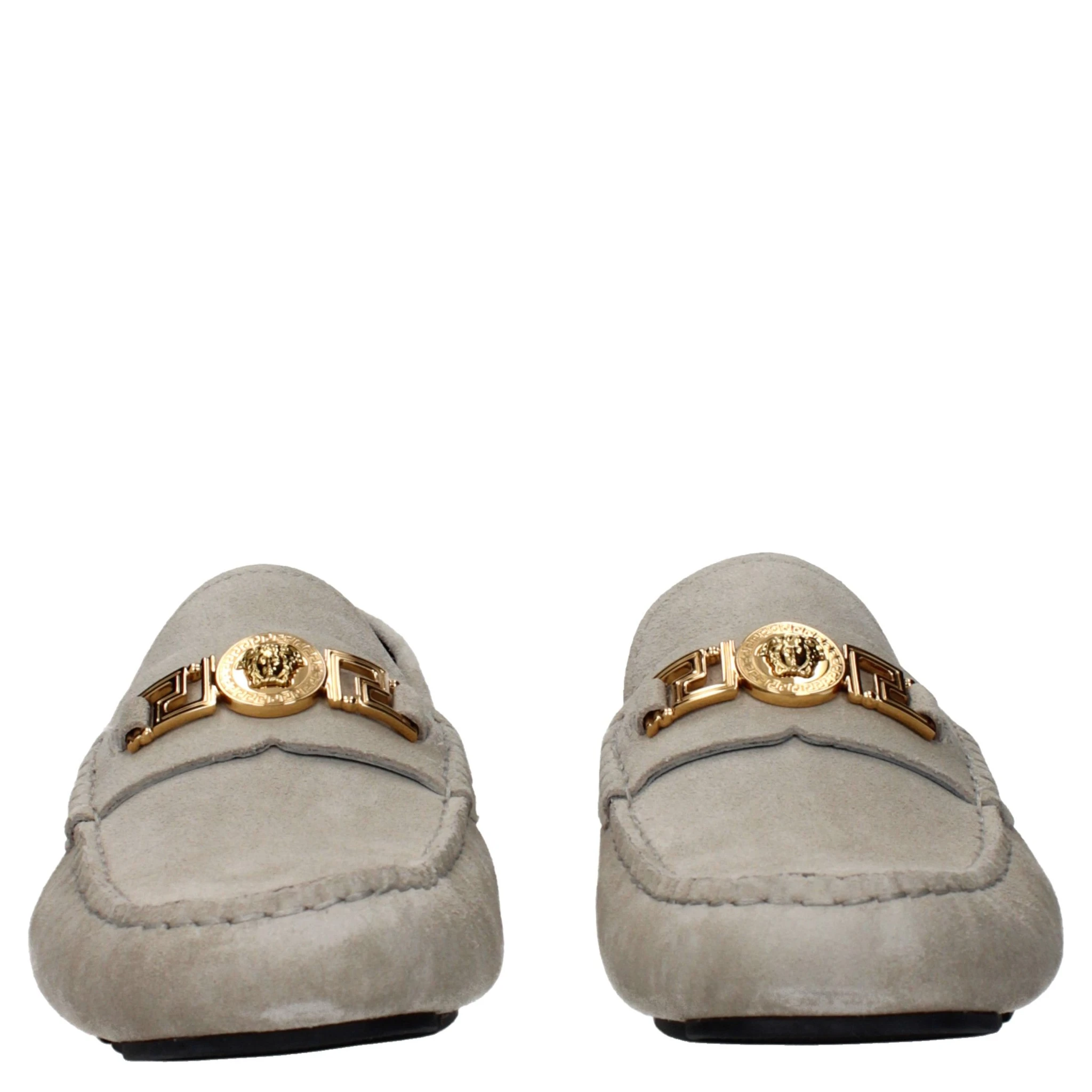 Gray Leather Slip-On Loafers