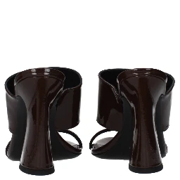 Brown Leather Stiletto Heel Sandals