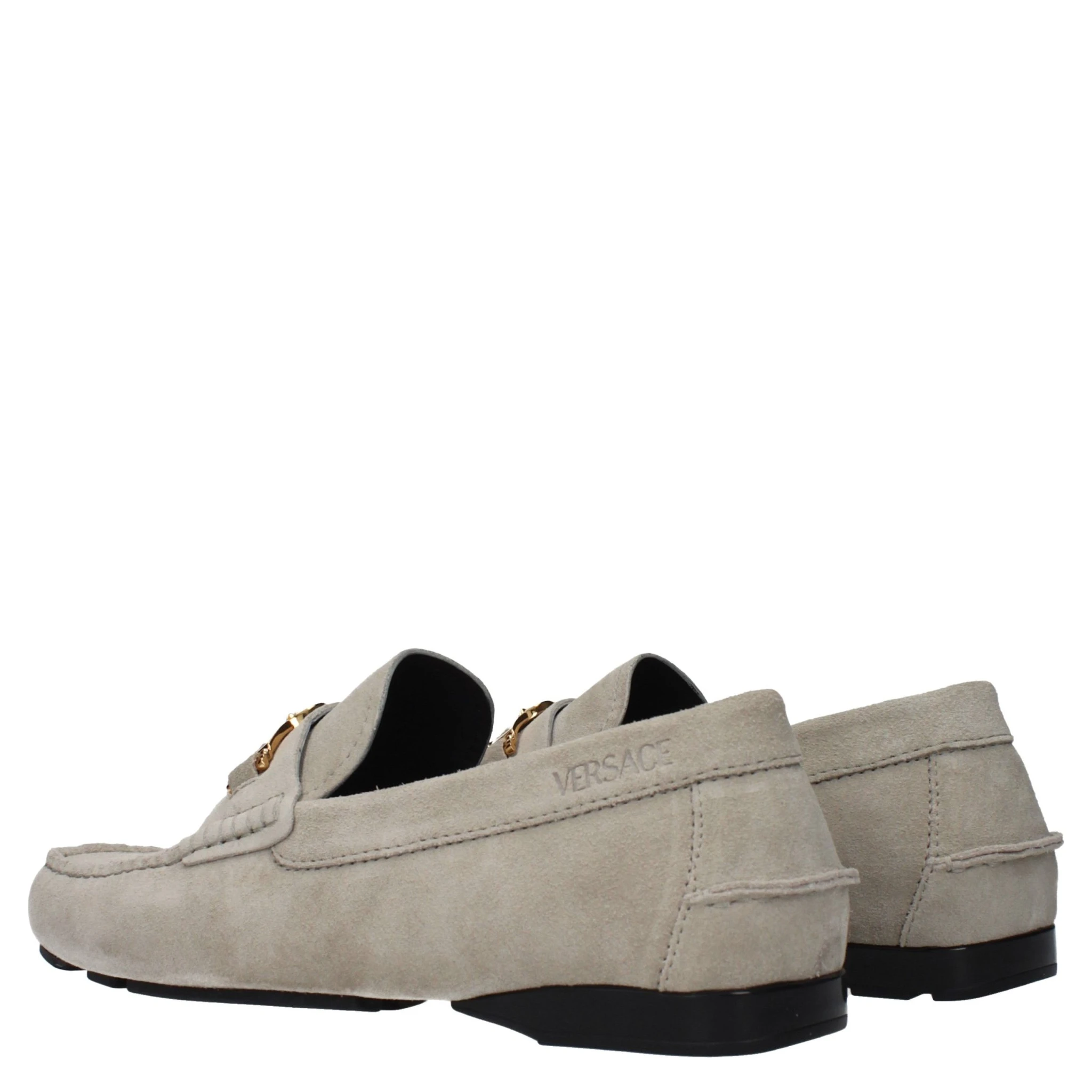 Gray Leather Slip-On Loafers