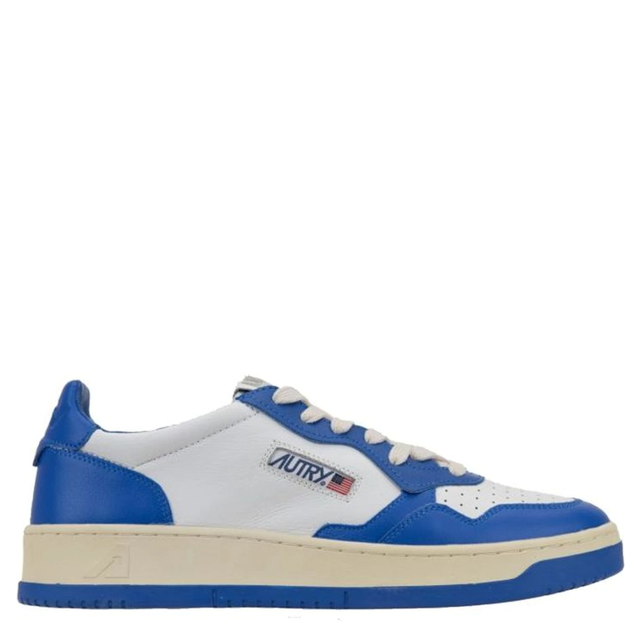 Blue Leather Low Top Sneakers