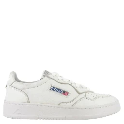 White Leather Low Top Sneakers