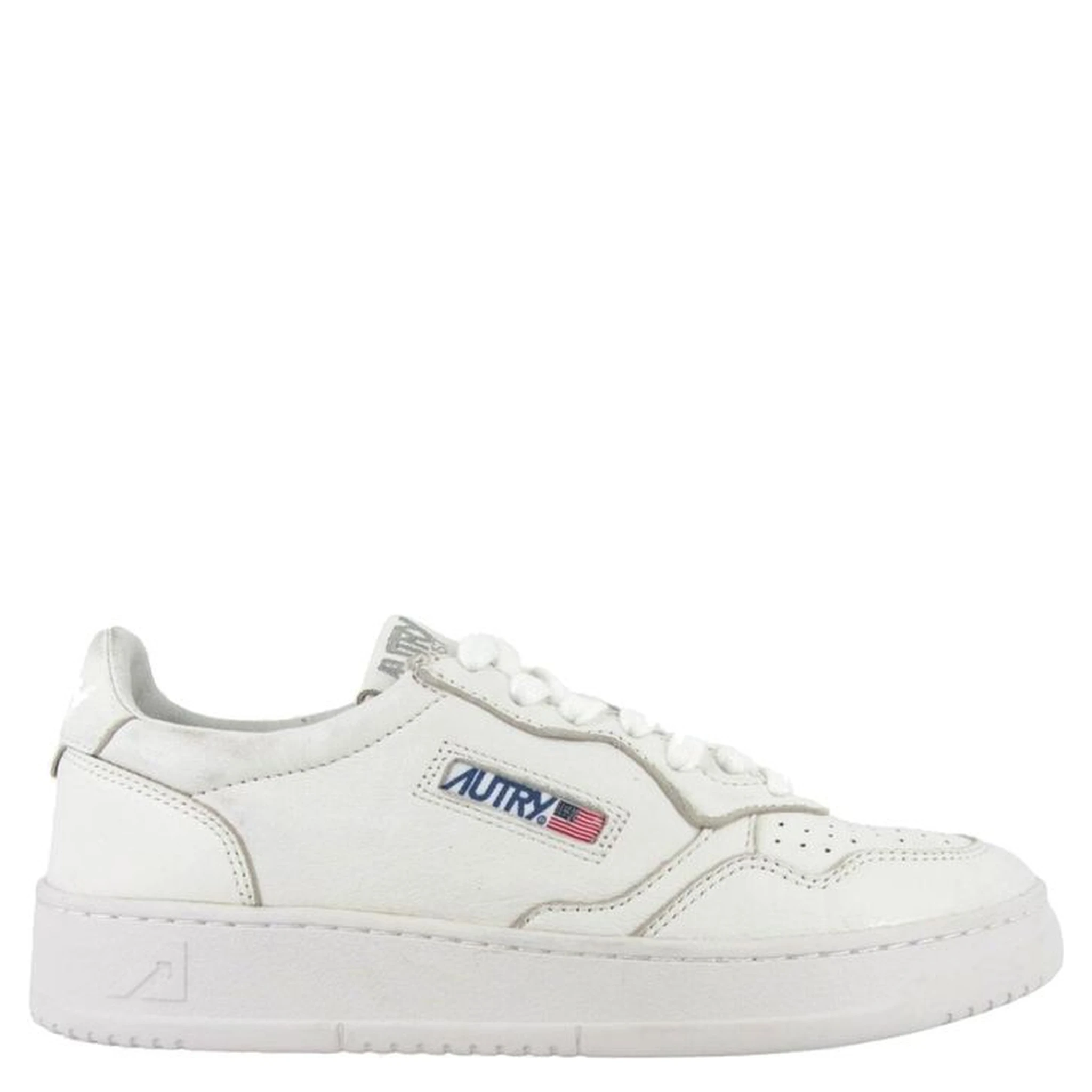 White Leather Low Top Sneakers