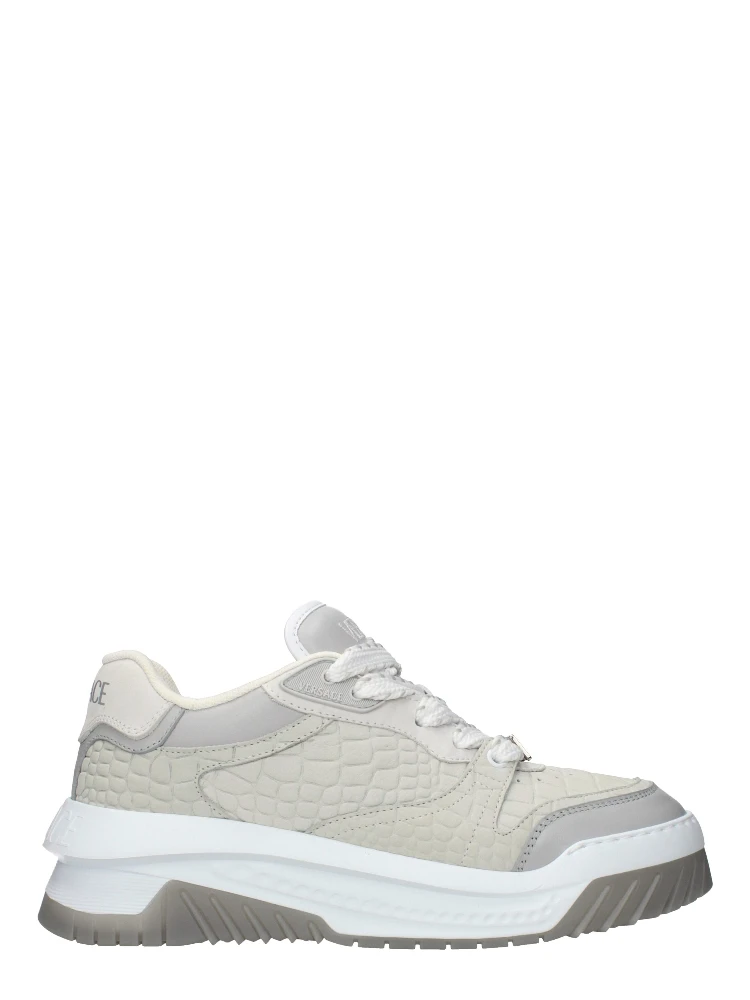 Gray Leather Low Top Sneakers
