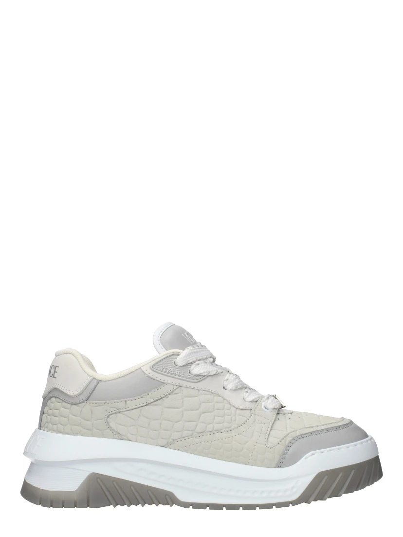 Gray Leather Low Top Sneakers